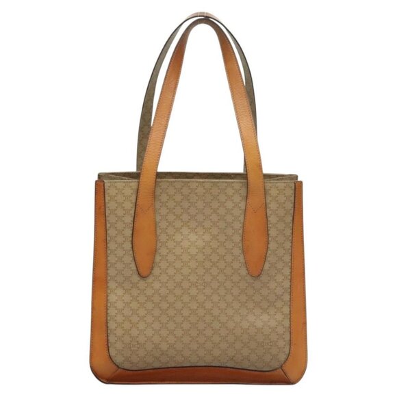 CELINE Macadam Canvas Tote Bag Beige Gold Auth - Picture 12 of 15